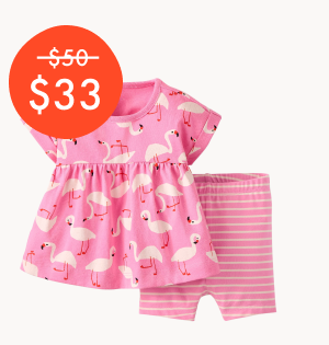 Baby Tunic Top & Shorts Set | Flamingos on Azalea Pink