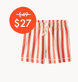 French Terry Striped Midi Shorts | Sun Fire/Ecru
