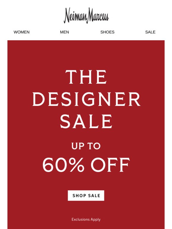 Designer Sale upgrade: now up to 60% off