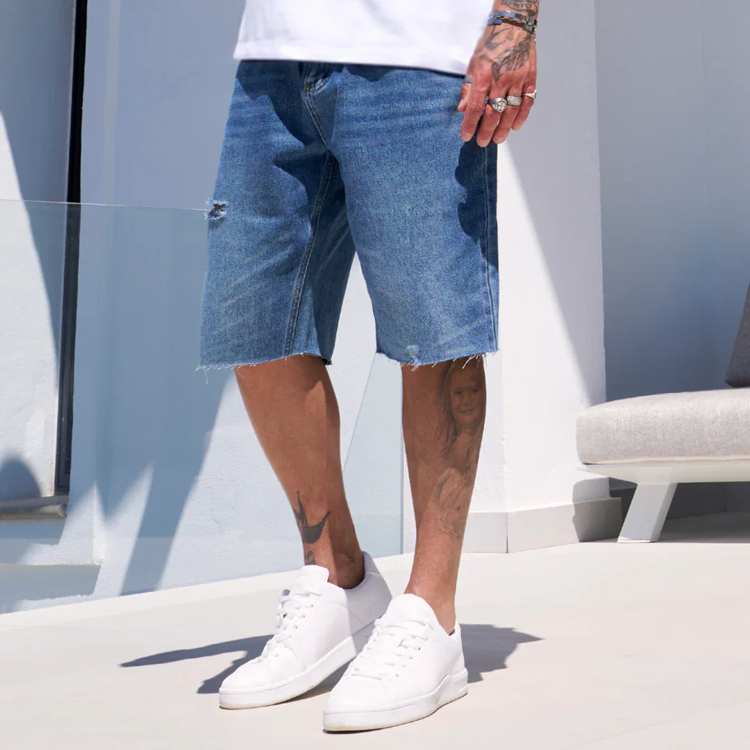 Image of Garnacho Jean Shorts - Mid Blue