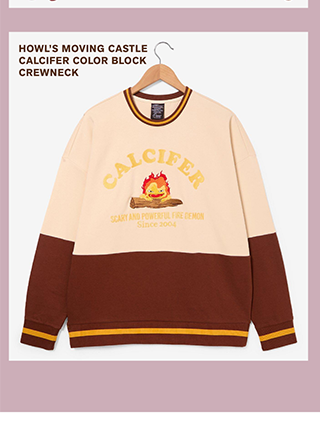 Howl's Moving Castle Calcifer Color Block Crewneck