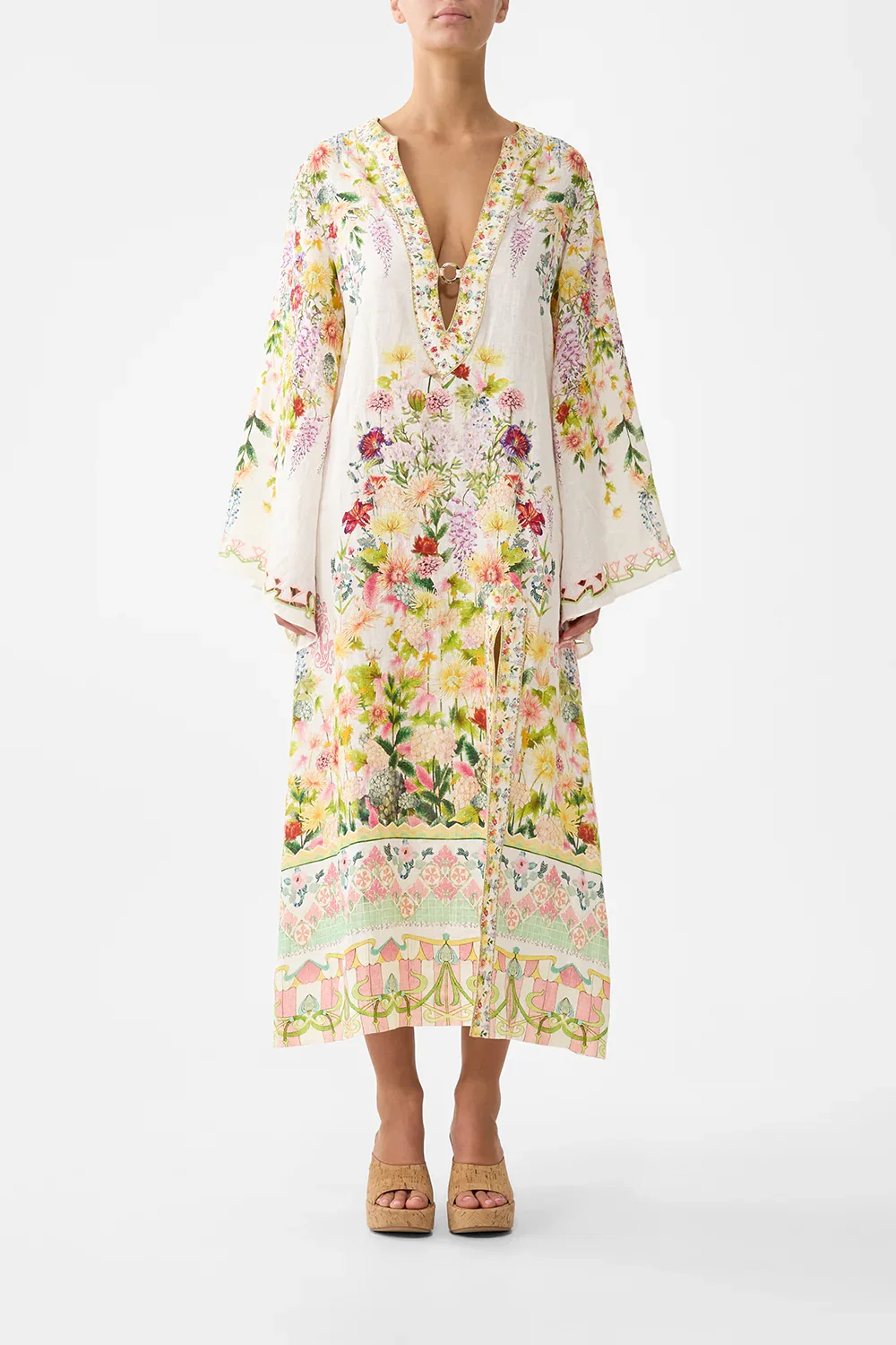 Image of DEEP V NECK HARDWARE KAFTAN THE CALL OF CATALONIA