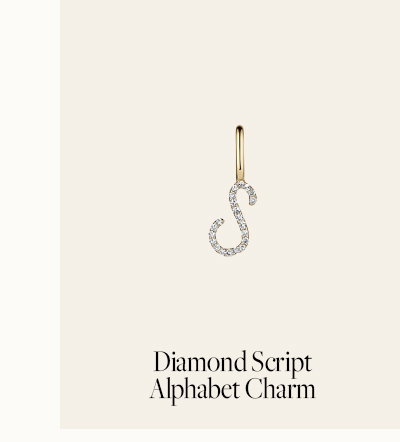 Diamond Script Alphabet Charm