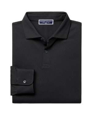 Long Sleeve Smart Pique Polo - Black