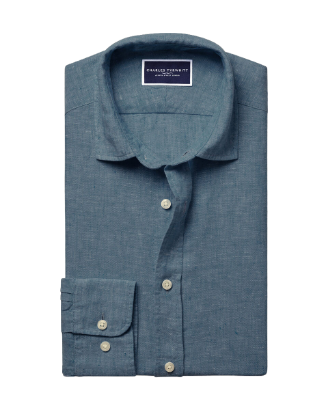 Pure Linen Shirt – Airforce Blue