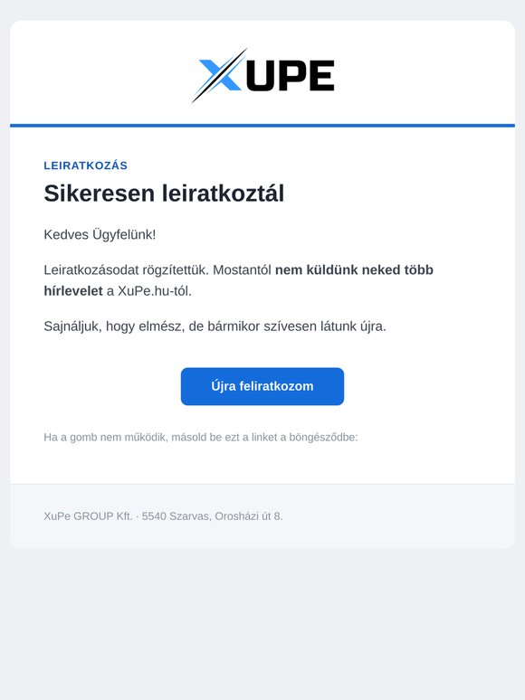 Sikeres leiratkozás