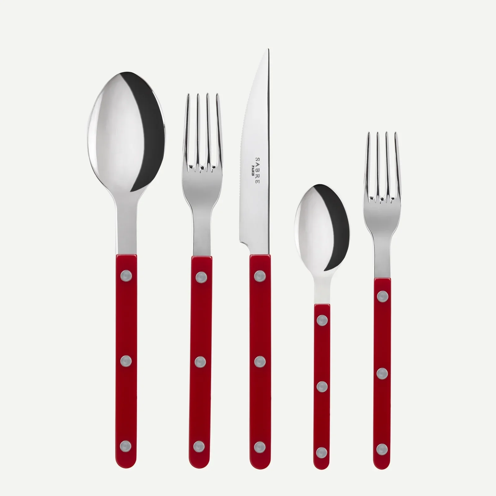Image of Cherry Red Bistro 5-Piece Flatware Set