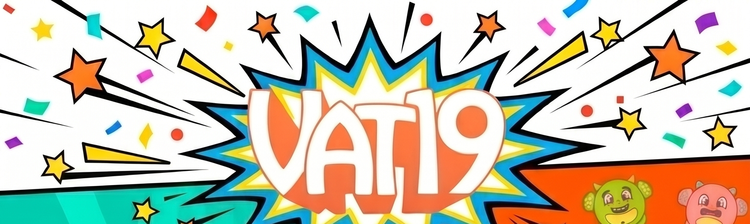 VAT19 Logo with confetti