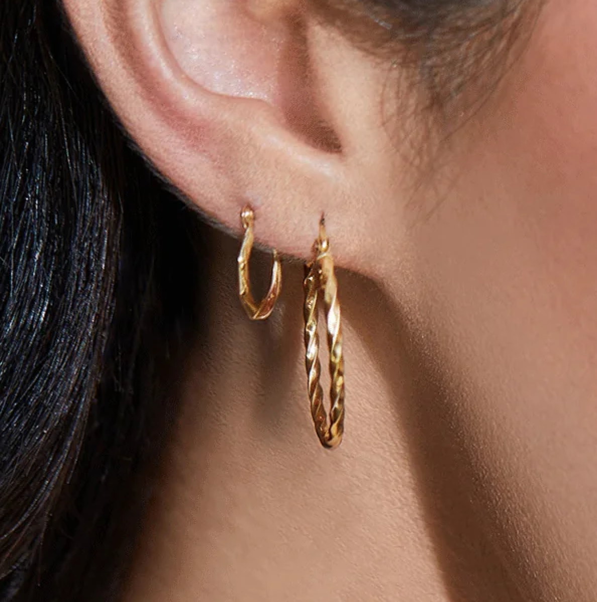 Tiny Hex Hoop Earrings