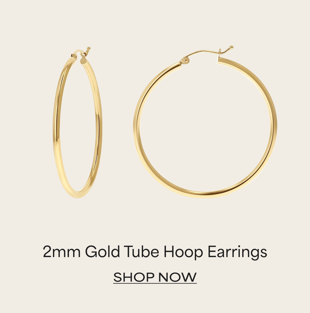 2mm Gold Tube Hoop Earrings