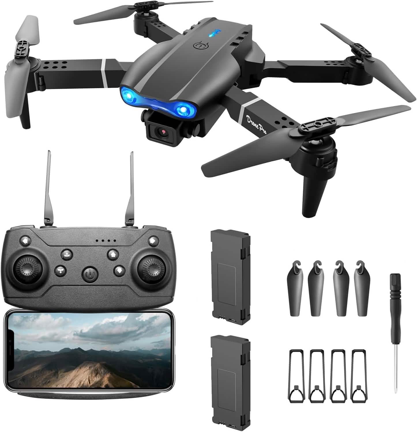 Image of Drone HD Dual Camera, WiFi FPV Foldable RC Quadcopter