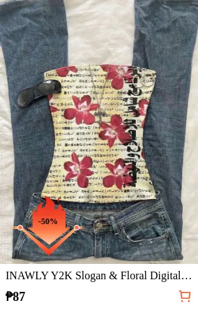 INAWLY Y2K Slogan & Floral Digital...
