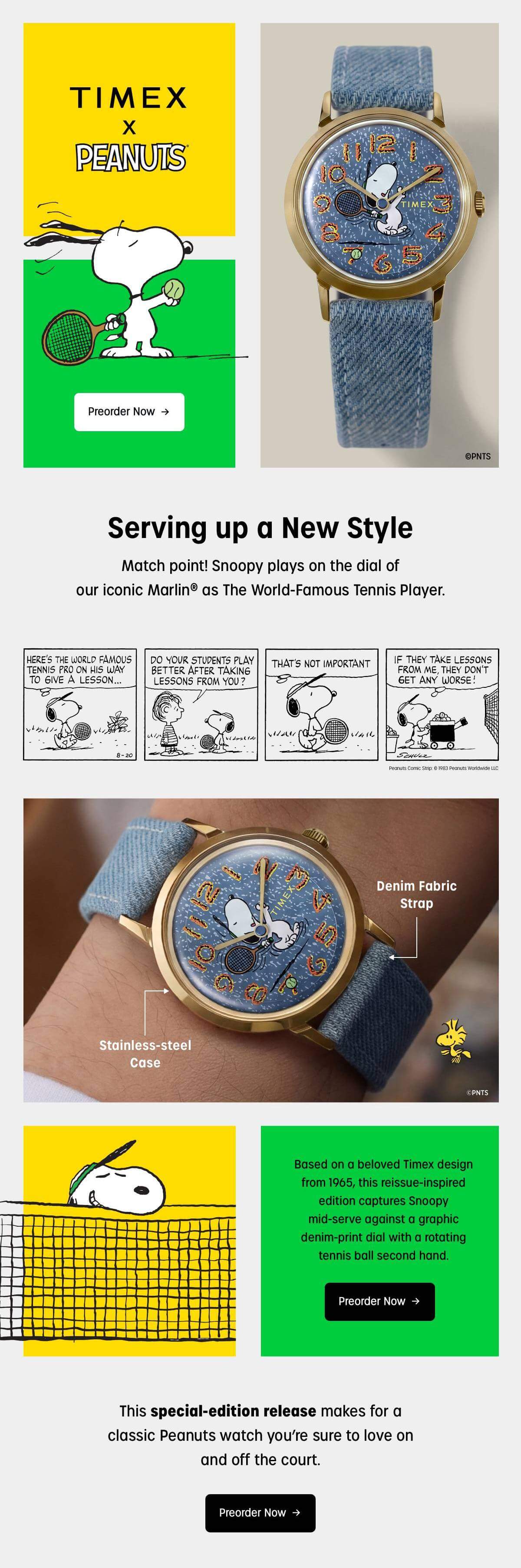 Preorder Now (Peanuts Tennis Denim) - Timex