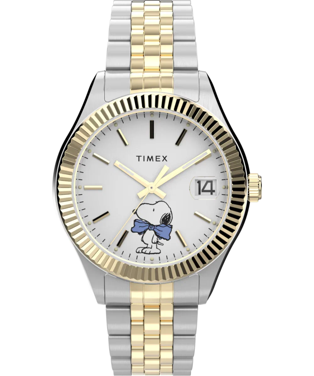 Image of Peanuts® x Timex Legacy Bowtie 34mm Stainless Steel Bracelet Watch