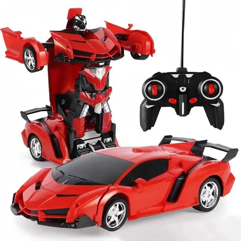 Image of 1:18 Remote Control Deformation Robot Car with LED Lights – 360° Drift, USB Rechargeable