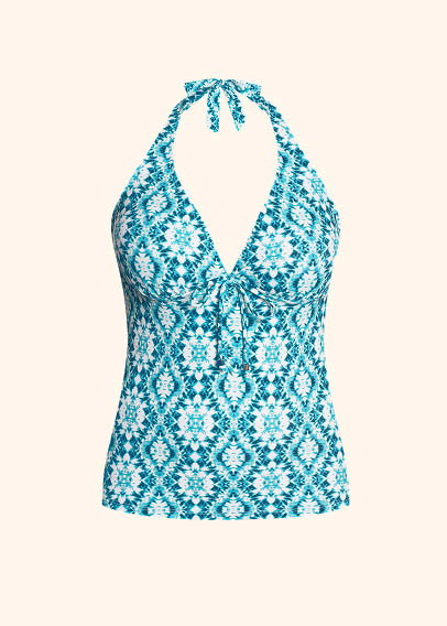 Sicily Halter Tankini Top in Shibori Tiles