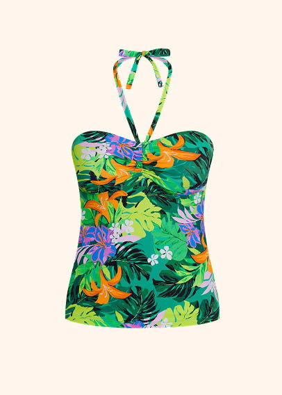 Halter Bandeau Tankini Top in Jungle Collage