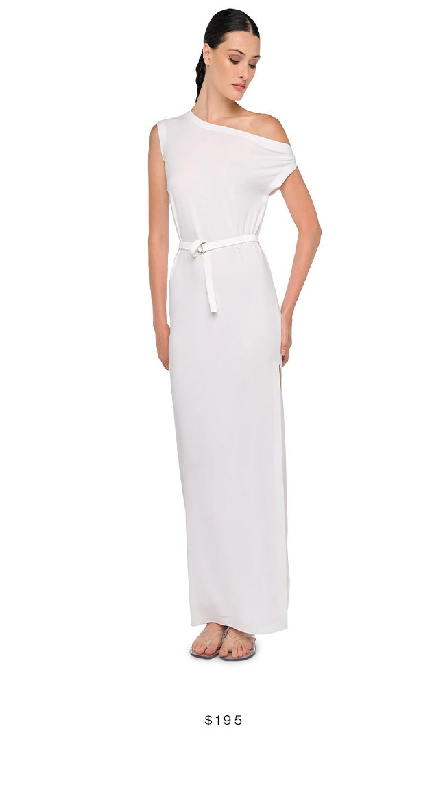 DROP SHOULDER LONG DRESS W/ SIDE SLIT