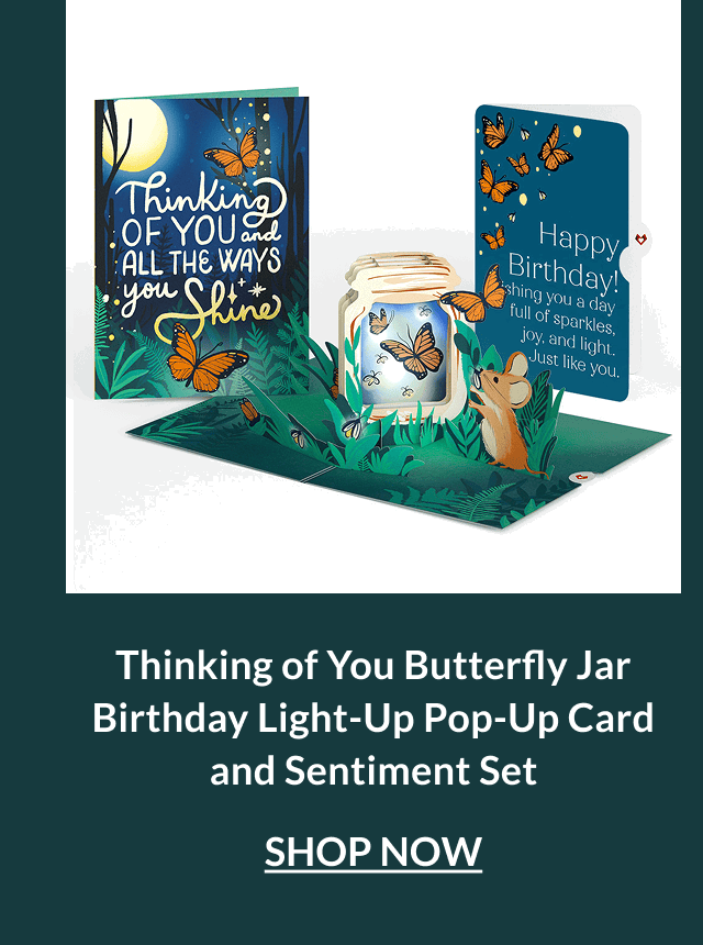 Thinking of You Butterfly Jar birthday light-up card and sentiment set