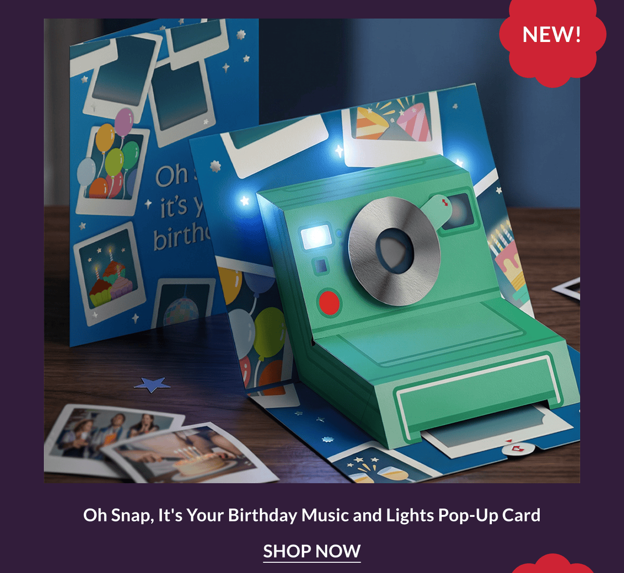Oh Snap, It's Your Birthday music and lights pop-up card