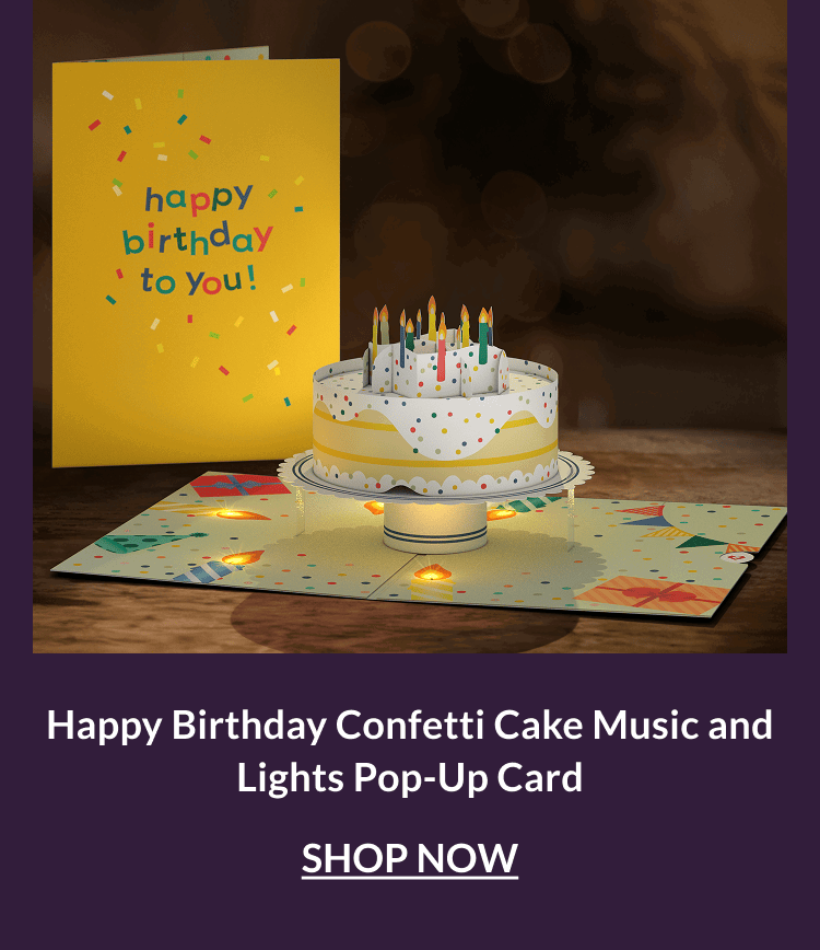 Happy Birthday Confetti Cake music and lights pop-up card