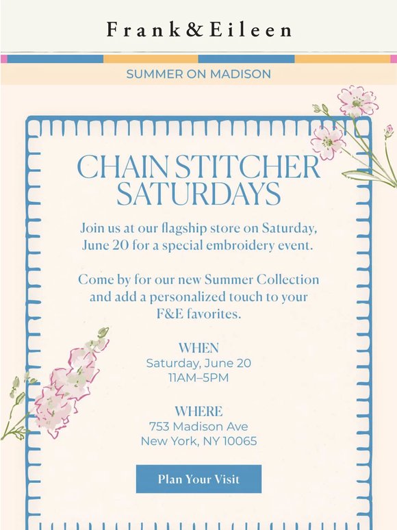 You’re invited: Chain Stitch Saturday