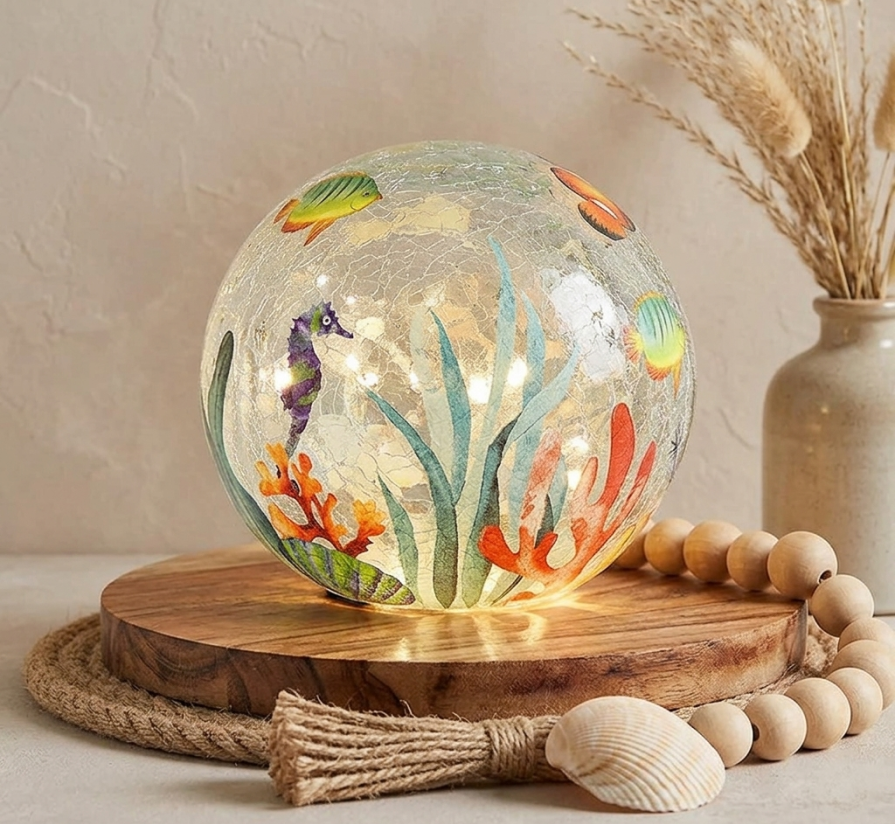 Lighted Sea Life Themed Glass Globe