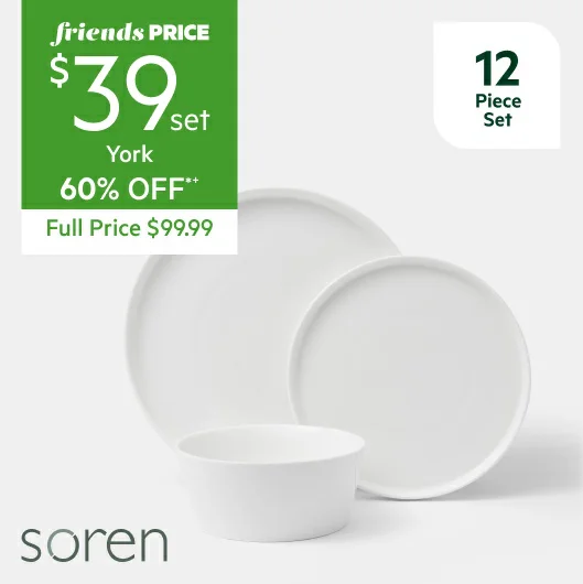 Soren York or Kyoto 12pc Dinner Set