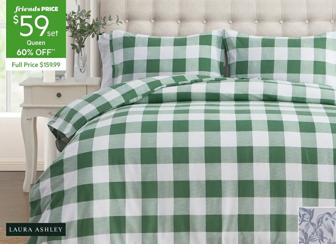 Laura Ashley Whitby Check or Bedford Flannelette Quilt