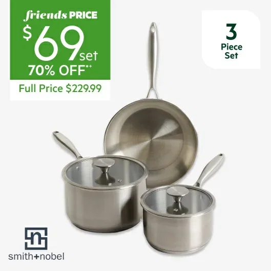 Smith+Nobel Milano Stainless Steel Induction 3pc Cookset
