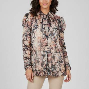 Multicolor Floral Print Silk C