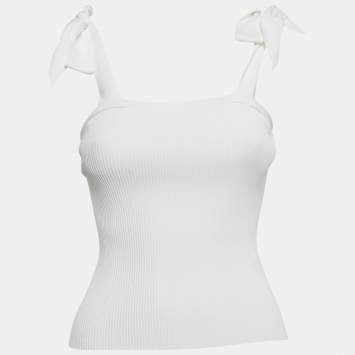 White Rib Knit Sleeveless Tie-