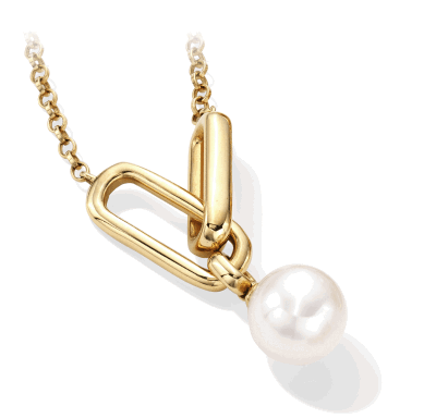 Gold chain with pearl accent. 