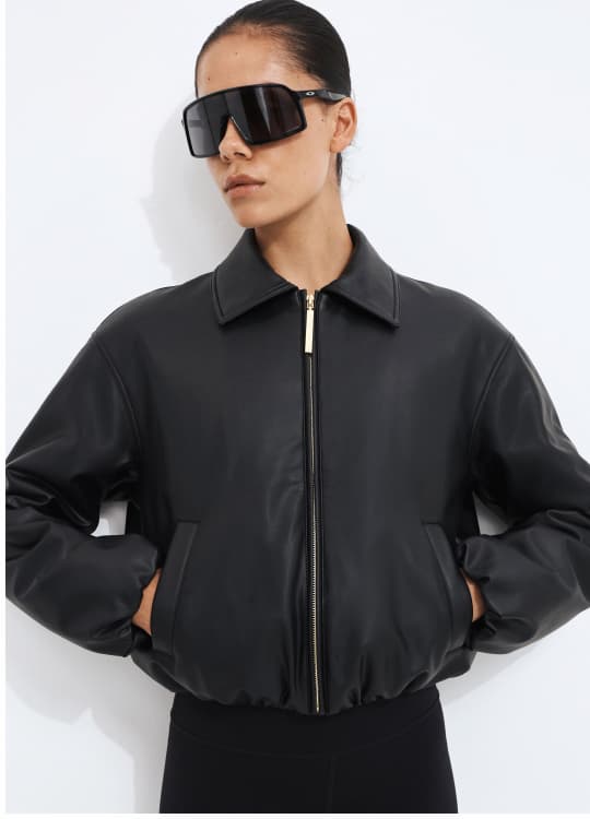 Vegan Leather Bomber Jacket