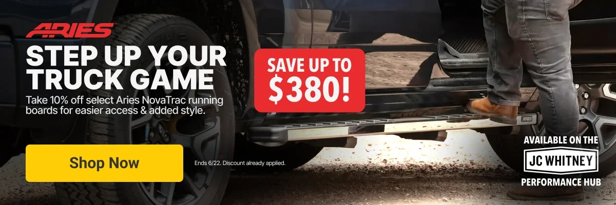 Step up your Truck Game! Take 10% off select Aries NovaTrac Running Boards. Save up to $380!