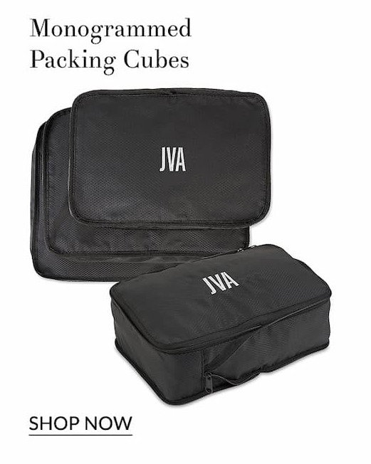 Set of 3 black monogrammed packing cubes