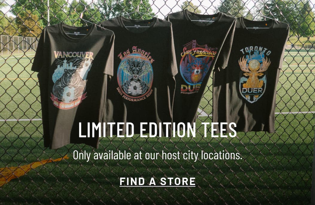 Limited Edition Host City Tees - Only available at our host city locations. - Find a Store Near you