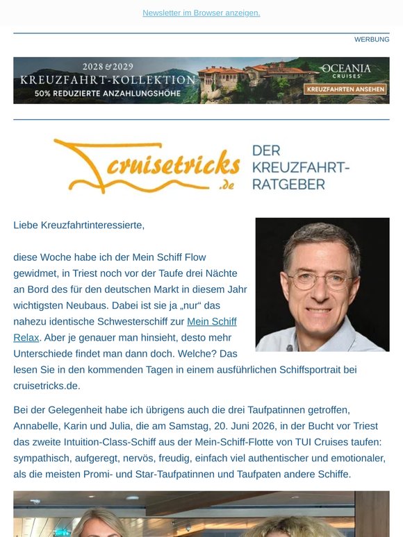 Ihr wöchentlicher Kreuzfahrt-Newsletter von Cruisetricks.de (KW25)