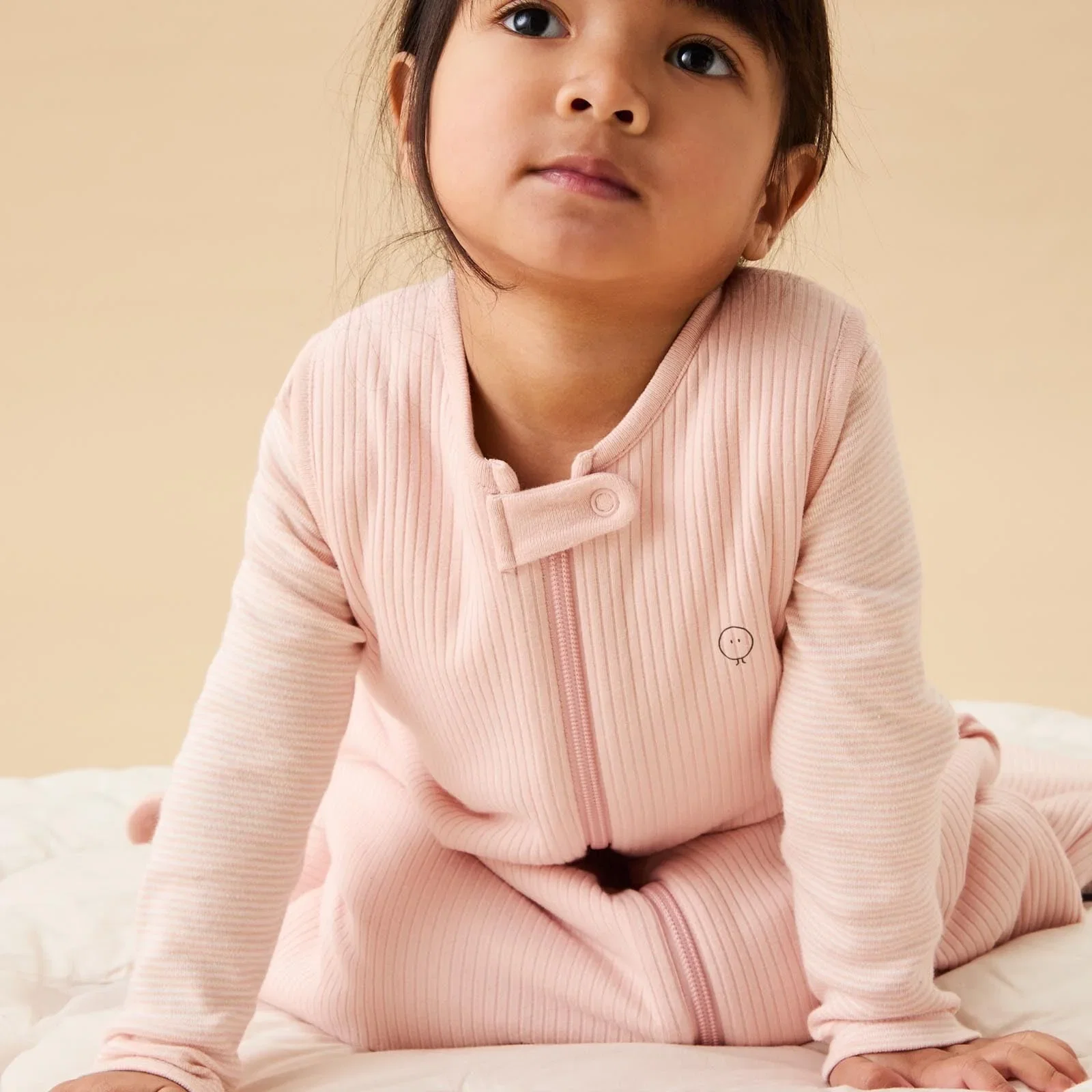 Image of Ribbed Front Opening Sleeping Bag 1.5 TOG - Ribbed Blush