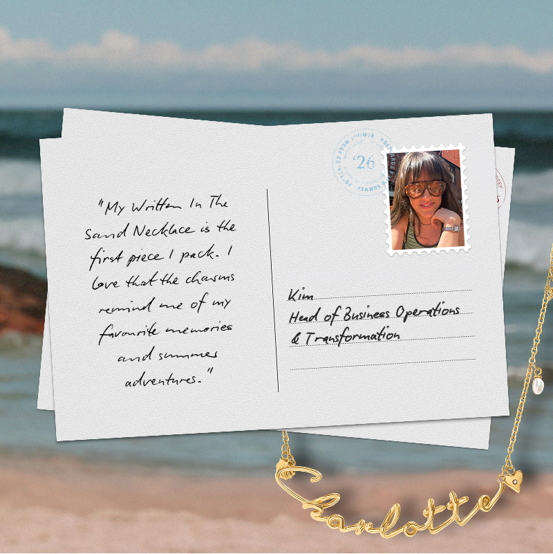 Written In The Sand Charm Name Necklace (Gold)