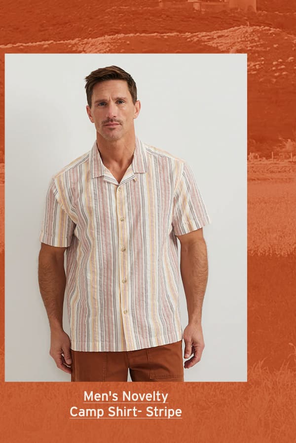 Men's Novelty Camp Shirt- Stripe