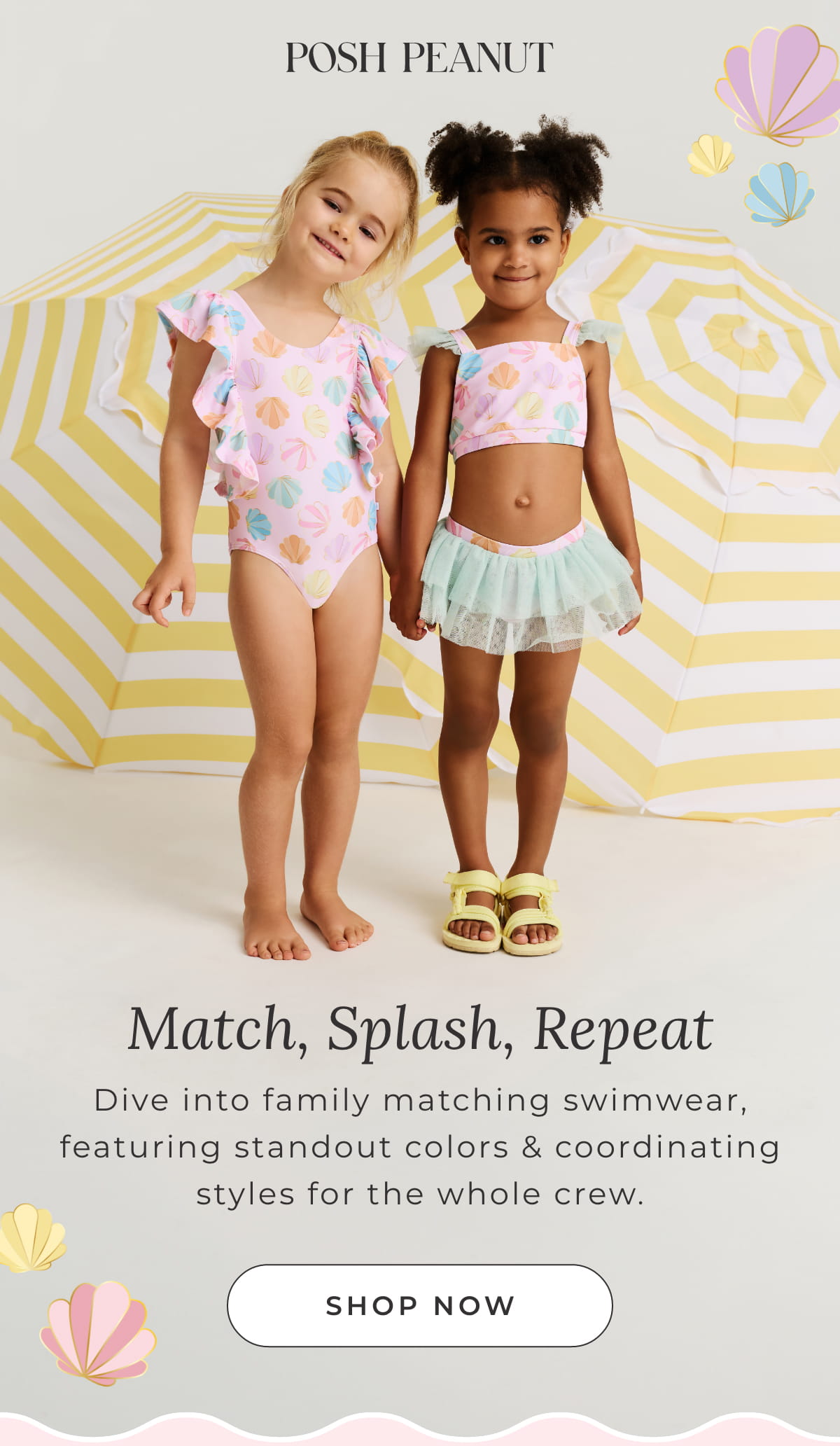 Posh Peanut: Match, Splash, Repeat: Dive into family matching swimwear, featuring standout colors & coordinating styles for the whole crew.