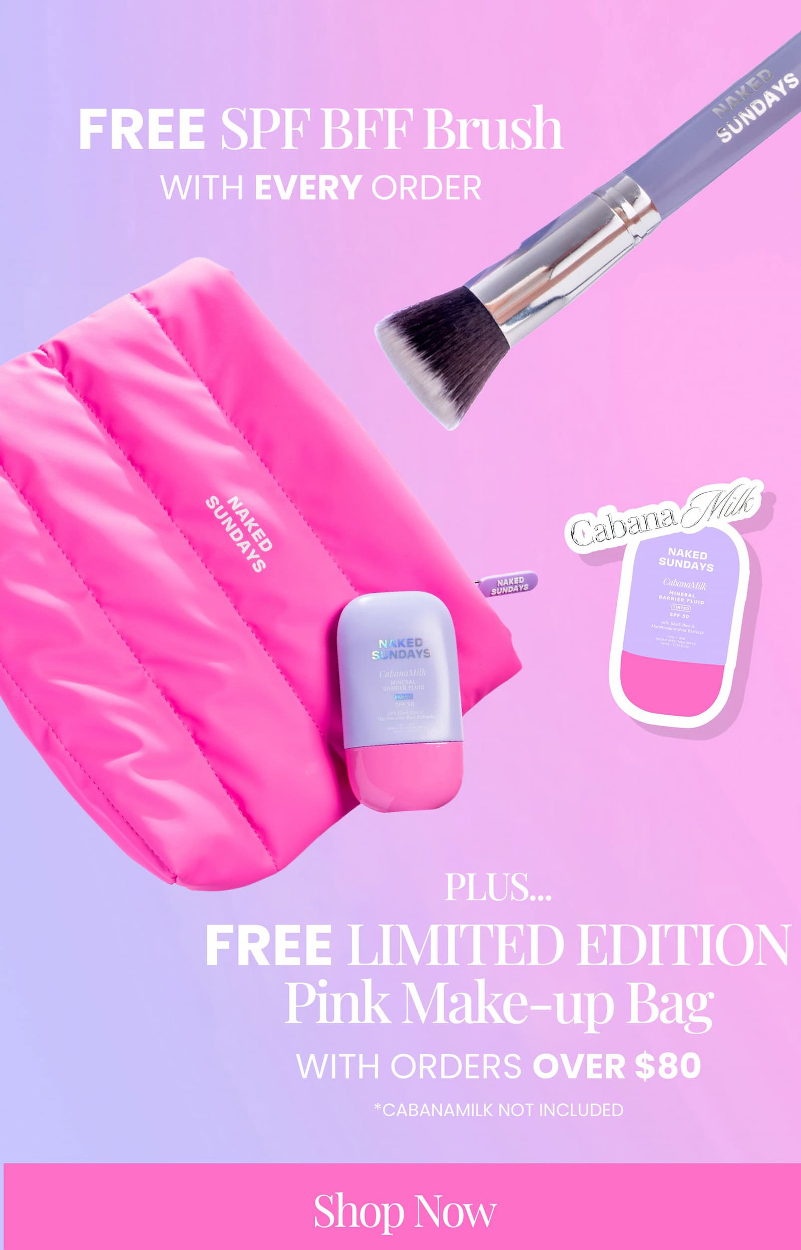 FREE Pink Makeup Bag with orders $80+