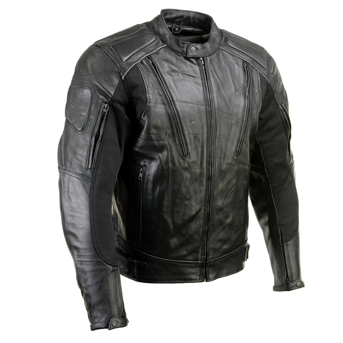 Image of Milwaukee Leather LKM17007 Men's Premium Black Leather Motorcycle Bikers Rider Jacket w/ CE Armor