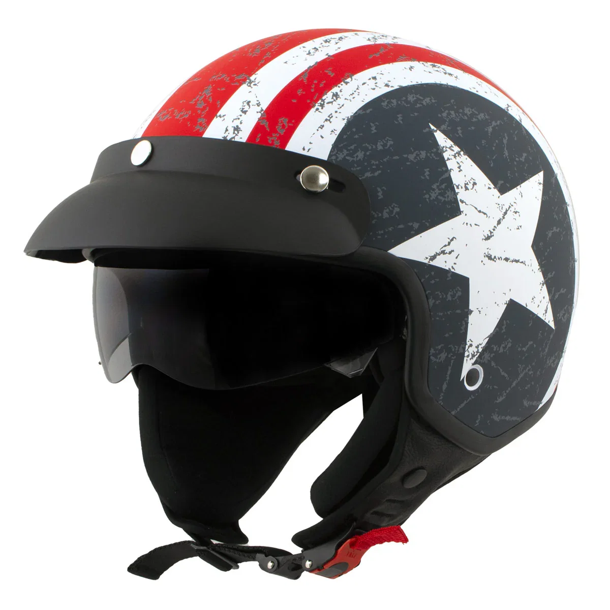 Image of Milwaukee Helmets MPH9701DOT Maverick 3/4 Open Face Stars and Stripes Motorcycle Helmet Biker