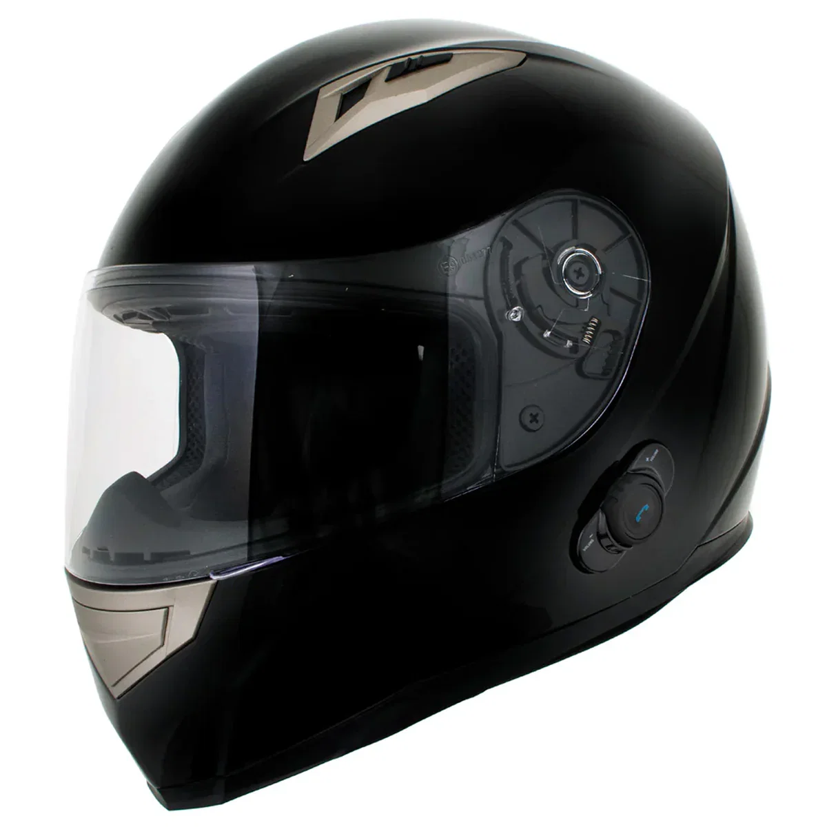 Image of Milwaukee Helmets H510 Gloss Black Chit-Chat Full Face Wireless Motorcycle Helmet-Stream Music-Phone Calls