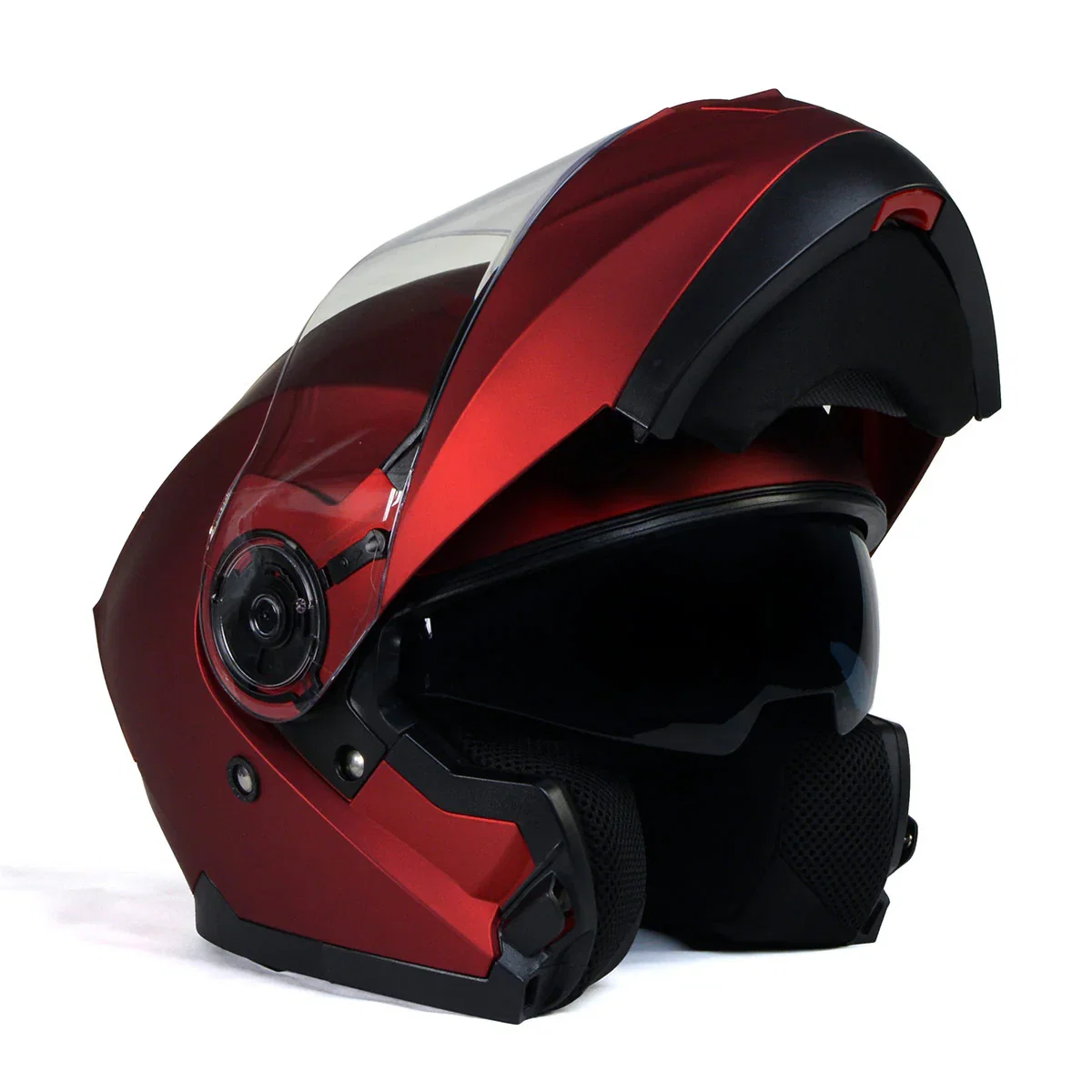 Image of Milwaukee Helmets MPH9817DOT Breeze Red Advanced Motorcycle Modular Helmet Biker w/ Drop Down Visor