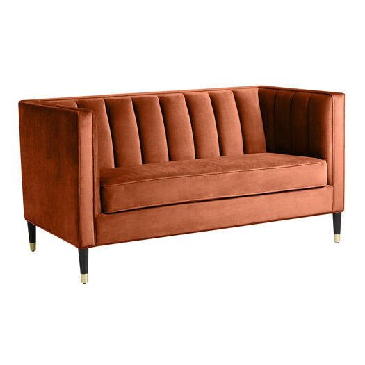 Leanna Channel Tufted Velvet Loveseat