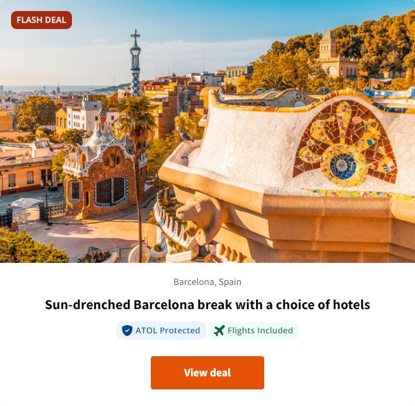 Sun-drenched Barcelona break with a choice of hotels