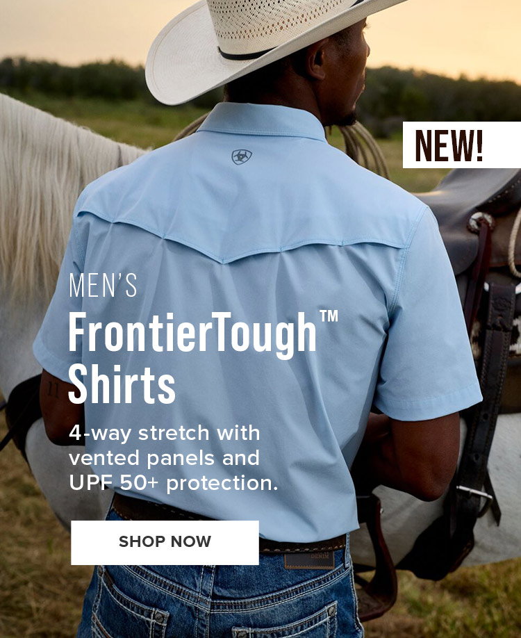 Men's FrontierTough Shirts 4-way stretch with vented panels and  UPF 50+ protection.